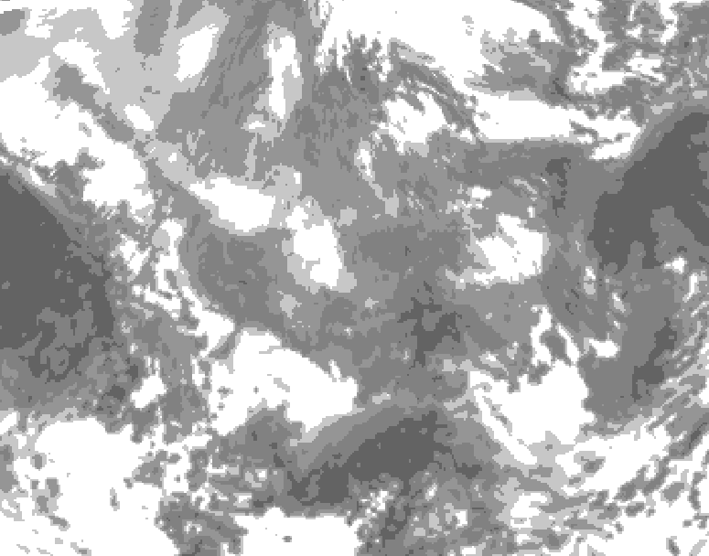 GDPS total cloud 024 hour forecast chart for Canada based on 2026/01/08 0000Z data