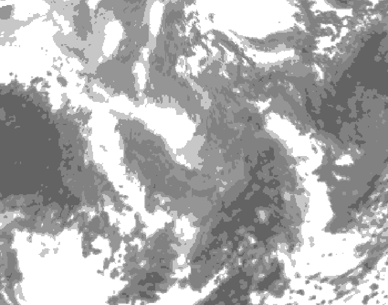 GDPS total cloud 036 hour forecast chart for Canada based on 2026/01/08 0000Z data