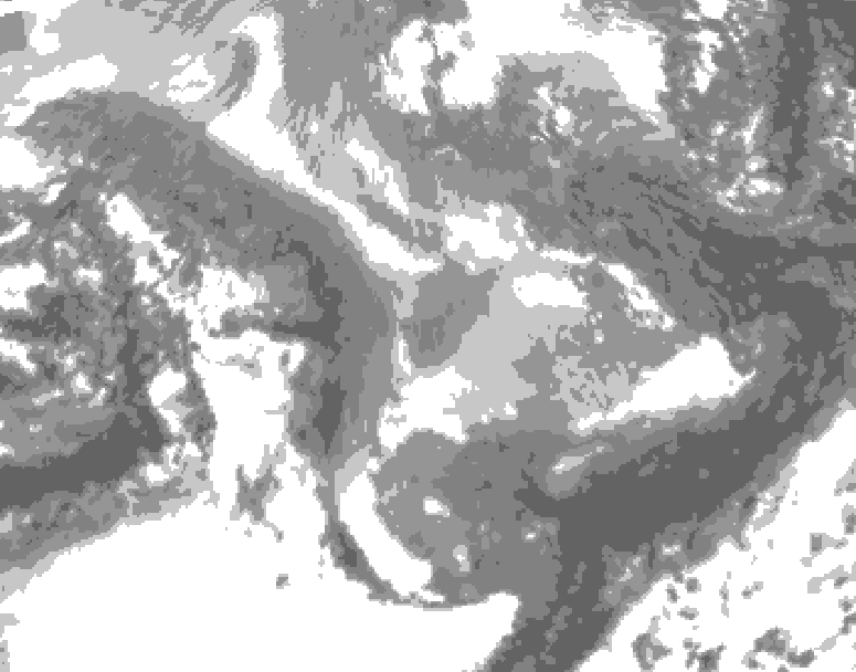 GDPS total cloud 072 hour forecast chart for Canada based on 2026/01/08 0000Z data