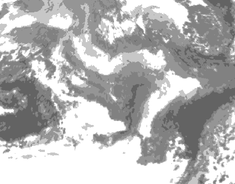 GDPS total cloud 096 hour forecast chart for Canada based on 2026/01/08 0000Z data