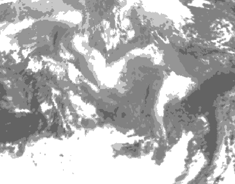 GDPS total cloud 108 hour forecast chart for Canada based on 2026/01/08 0000Z data