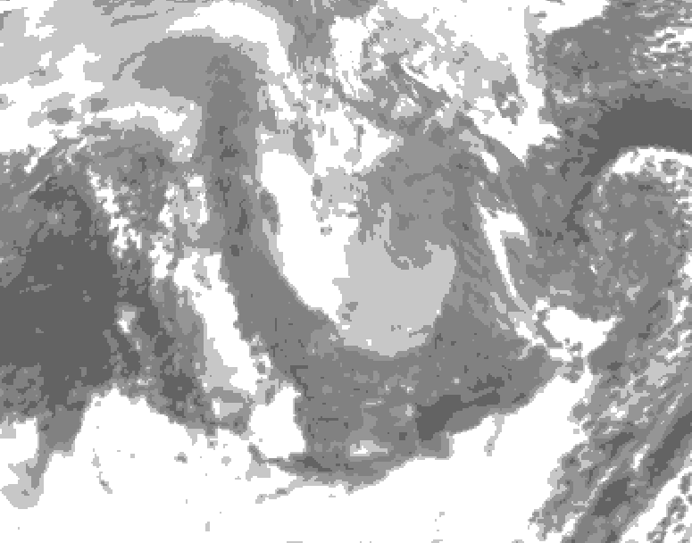 GDPS total cloud 132 hour forecast chart for Canada based on 2026/01/08 0000Z data