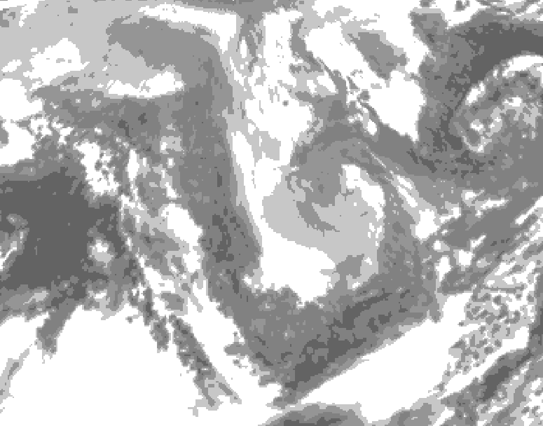 GDPS total cloud 144 hour forecast chart for Canada based on 2026/01/08 0000Z data