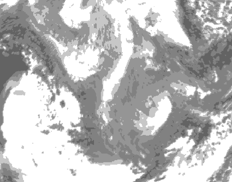 GDPS total cloud 228 hour forecast chart for Canada based on 2026/01/08 0000Z data