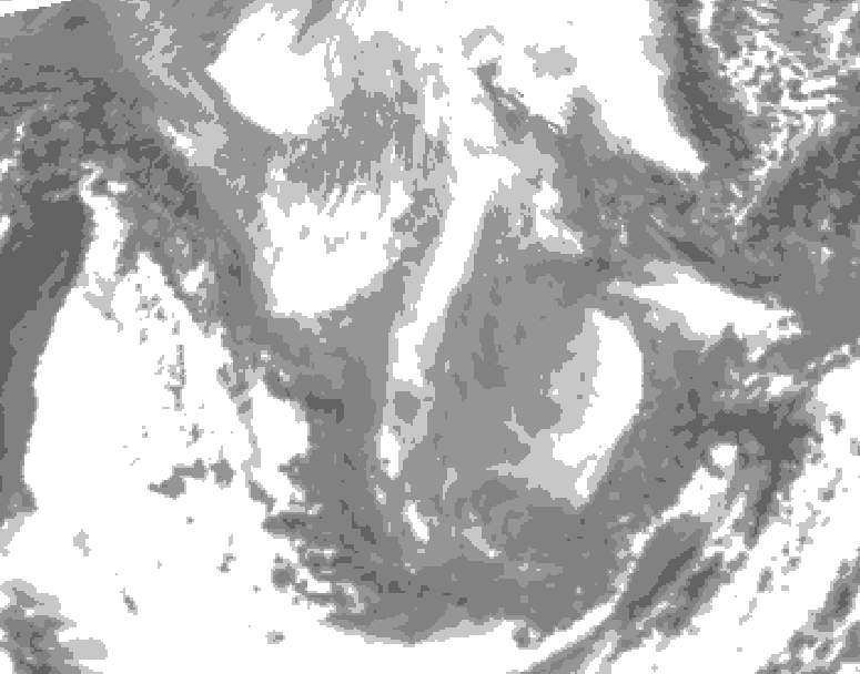 GDPS total cloud 234 hour forecast chart for Canada based on 2026/01/08 0000Z data