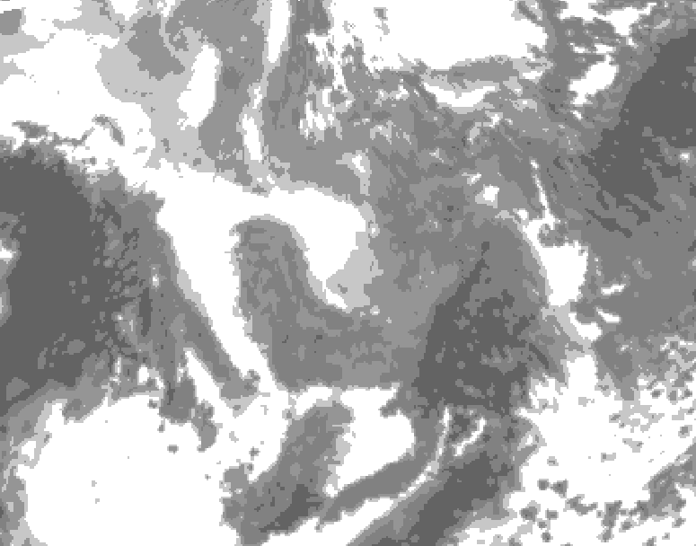 GDPS total cloud 030 hour forecast chart for Canada based on 2026/01/08 1200Z data