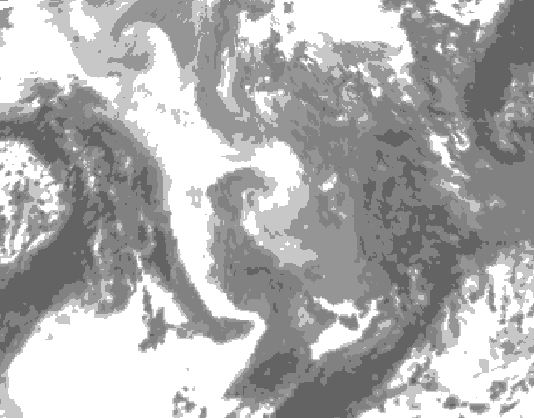 GDPS total cloud 042 hour forecast chart for Canada based on 2026/01/08 1200Z data