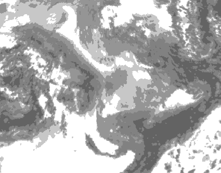 GDPS total cloud 060 hour forecast chart for Canada based on 2026/01/08 1200Z data