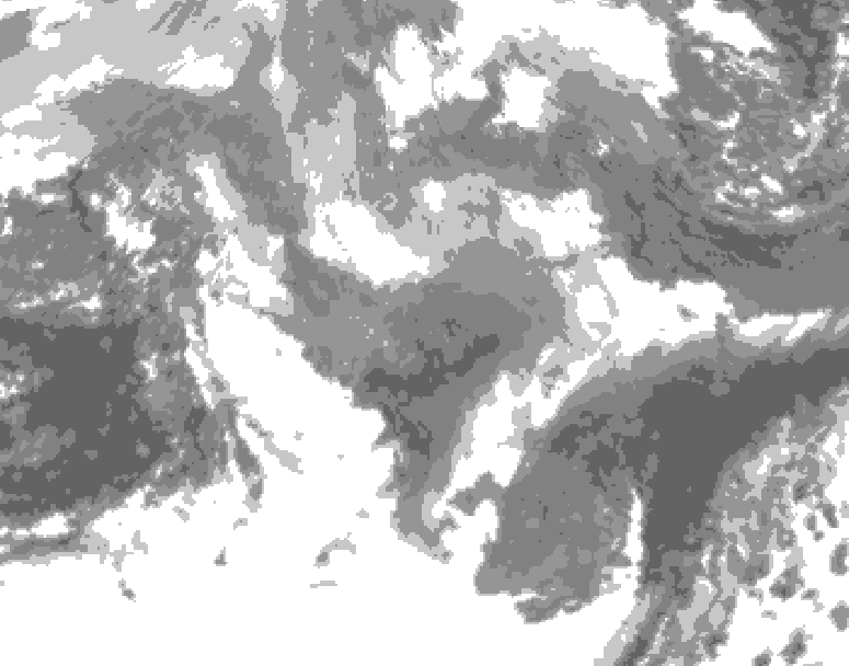 GDPS total cloud 078 hour forecast chart for Canada based on 2026/01/08 1200Z data