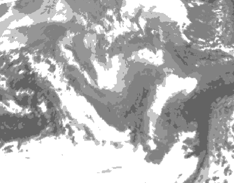GDPS total cloud 090 hour forecast chart for Canada based on 2026/01/08 1200Z data