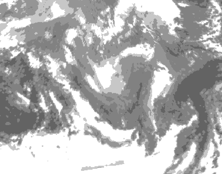 GDPS total cloud 096 hour forecast chart for Canada based on 2026/01/08 1200Z data