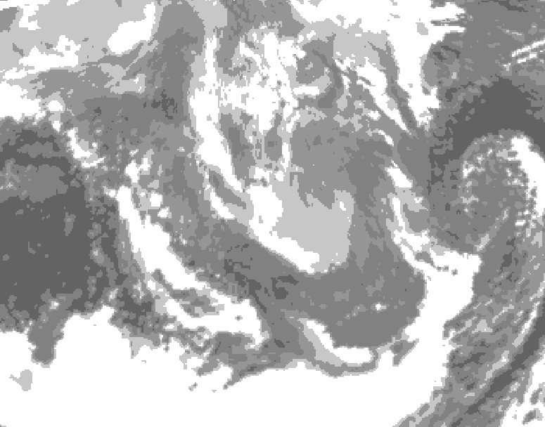GDPS total cloud 114 hour forecast chart for Canada based on 2026/01/08 1200Z data