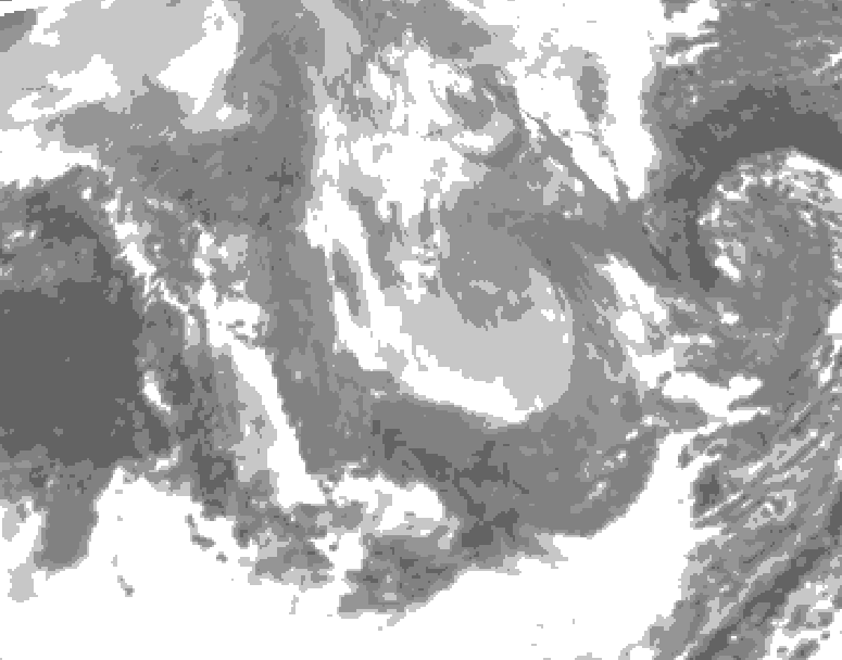 GDPS total cloud 120 hour forecast chart for Canada based on 2026/01/08 1200Z data