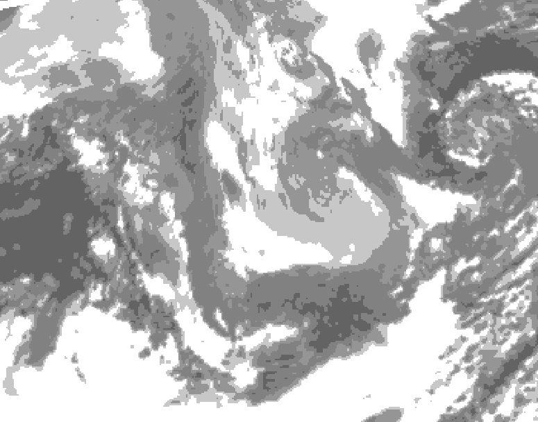 GDPS total cloud 126 hour forecast chart for Canada based on 2026/01/08 1200Z data
