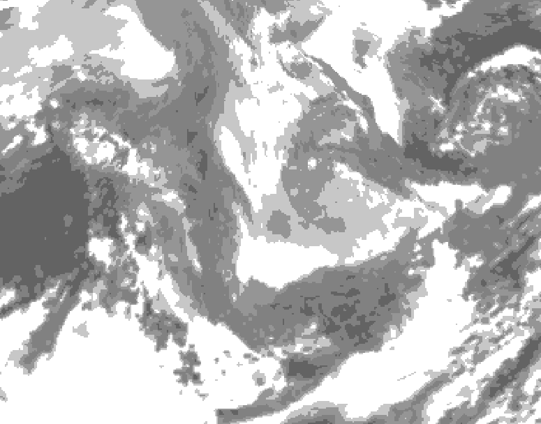 GDPS total cloud 132 hour forecast chart for Canada based on 2026/01/08 1200Z data