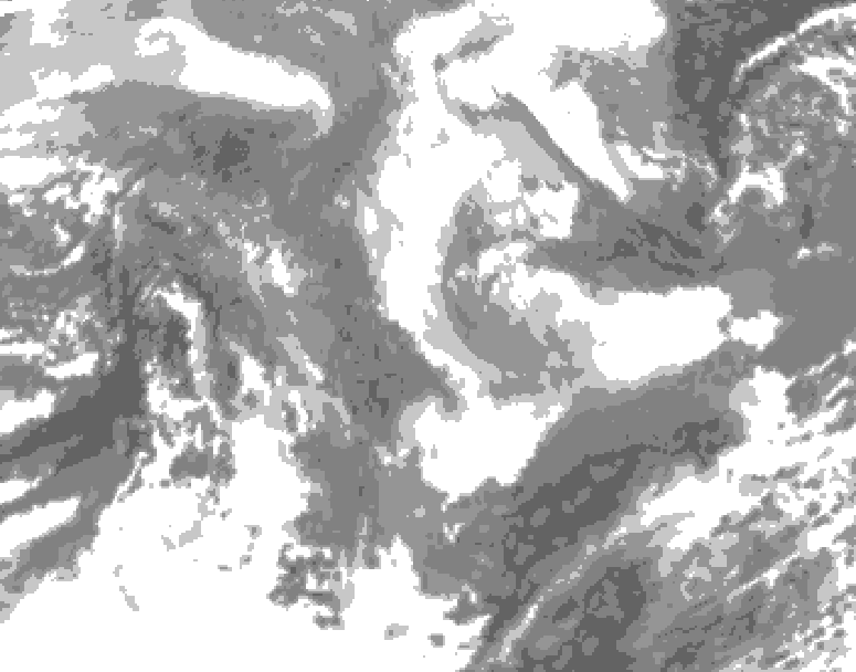 GDPS total cloud 144 hour forecast chart for Canada based on 2026/01/08 1200Z data