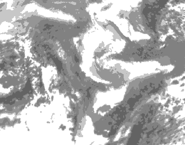 GDPS total cloud 150 hour forecast chart for Canada based on 2026/01/08 1200Z data