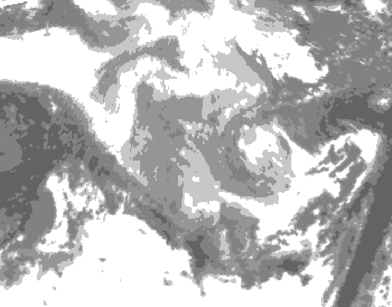 GDPS total cloud 240 hour forecast chart for Canada based on 2026/01/08 1200Z data