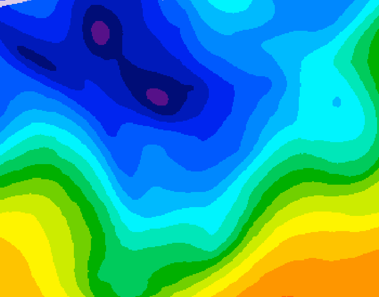 GDPS 500 millibar geopotential height 012 hour forecast chart for Canada based on 2026/01/09 0000Z data