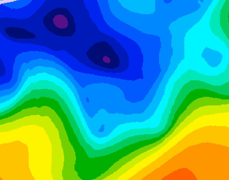 GDPS 500 millibar geopotential height 024 hour forecast chart for Canada based on 2026/01/09 0000Z data