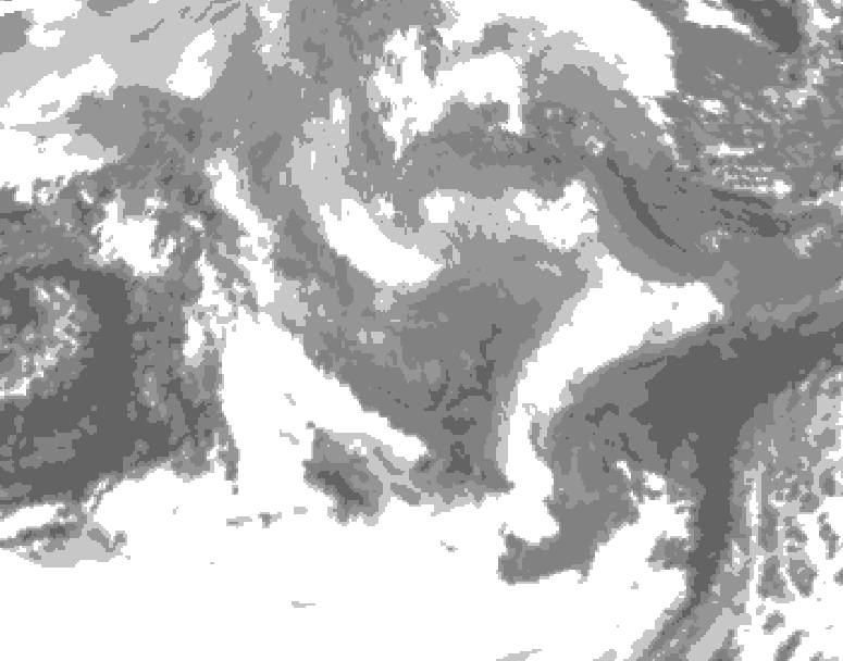 GDPS total cloud 072 hour forecast chart for Canada based on 2026/01/09 0000Z data