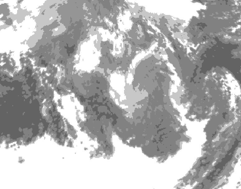 GDPS total cloud 096 hour forecast chart for Canada based on 2026/01/09 0000Z data