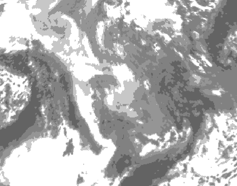 GDPS total cloud 018 hour forecast chart for Canada based on 2026/01/09 1200Z data