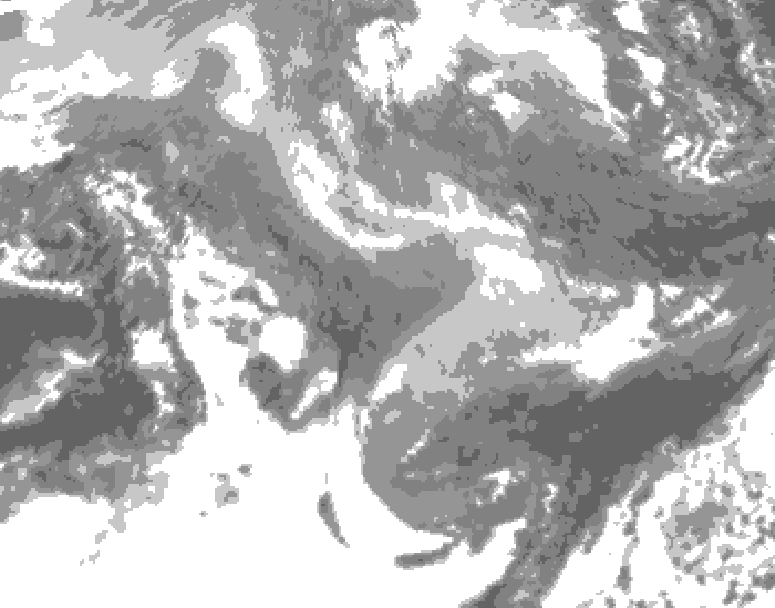 GDPS total cloud 042 hour forecast chart for Canada based on 2026/01/09 1200Z data