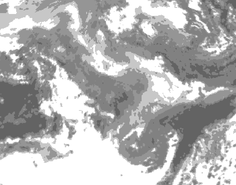 GDPS total cloud 048 hour forecast chart for Canada based on 2026/01/09 1200Z data