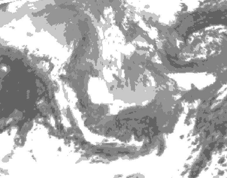 GDPS total cloud 102 hour forecast chart for Canada based on 2026/01/09 1200Z data