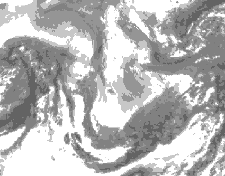 GDPS total cloud 114 hour forecast chart for Canada based on 2026/01/09 1200Z data