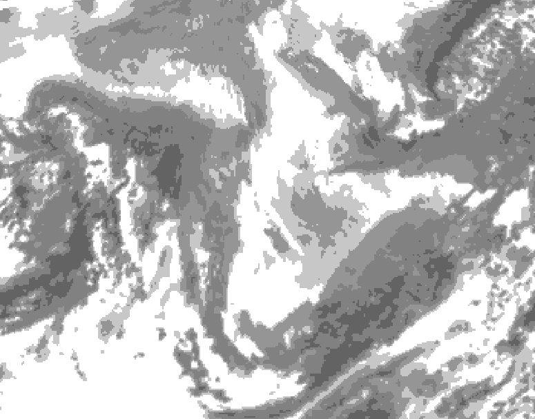 GDPS total cloud 120 hour forecast chart for Canada based on 2026/01/09 1200Z data