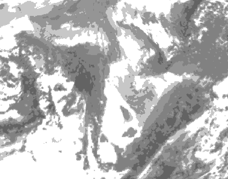 GDPS total cloud 126 hour forecast chart for Canada based on 2026/01/09 1200Z data