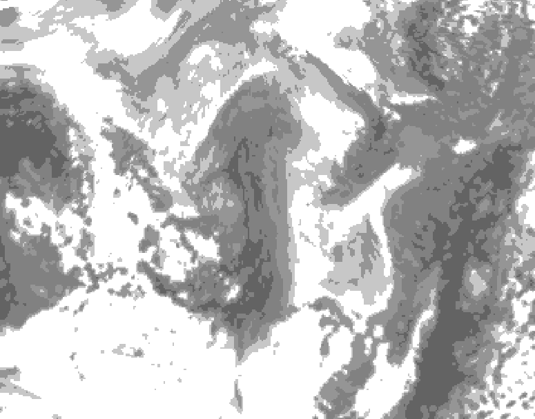 GDPS total cloud 144 hour forecast chart for Canada based on 2026/01/09 1200Z data