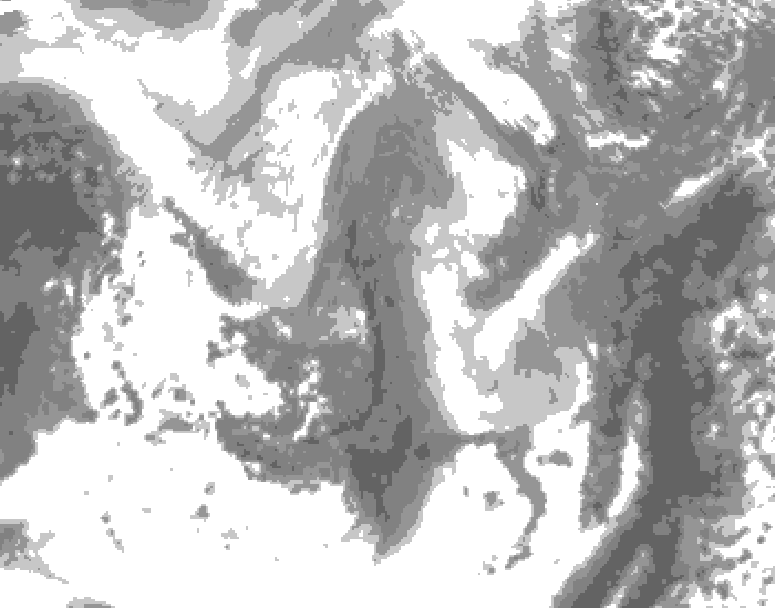 GDPS total cloud 150 hour forecast chart for Canada based on 2026/01/09 1200Z data