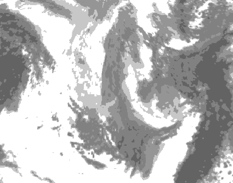 GDPS total cloud 162 hour forecast chart for Canada based on 2026/01/09 1200Z data