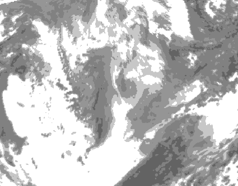 GDPS total cloud 222 hour forecast chart for Canada based on 2026/01/09 1200Z data