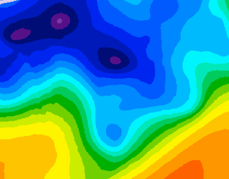 GDPS 500 millibar geopotential height 012 hour forecast chart for Canada based on 2026/01/10 0000Z data