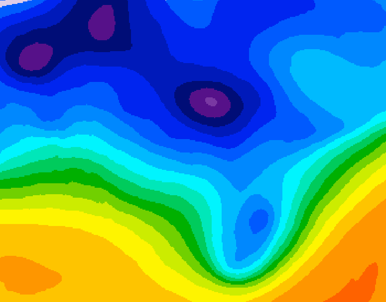 GDPS 500 millibar geopotential height 036 hour forecast chart for Canada based on 2026/01/10 0000Z data