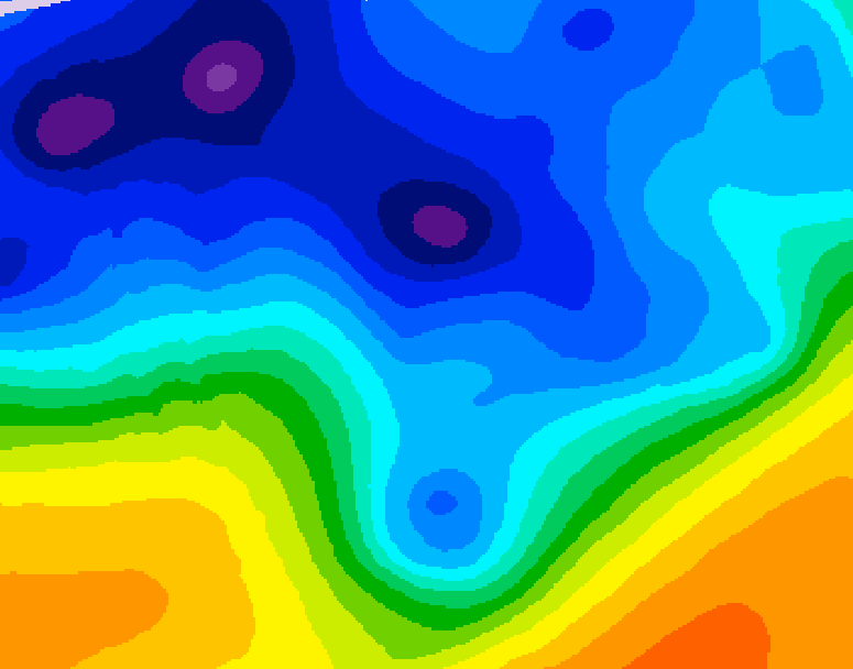 GDPS 500 millibar geopotential height 006 hour forecast chart for Canada based on 2026/01/10 1200Z data