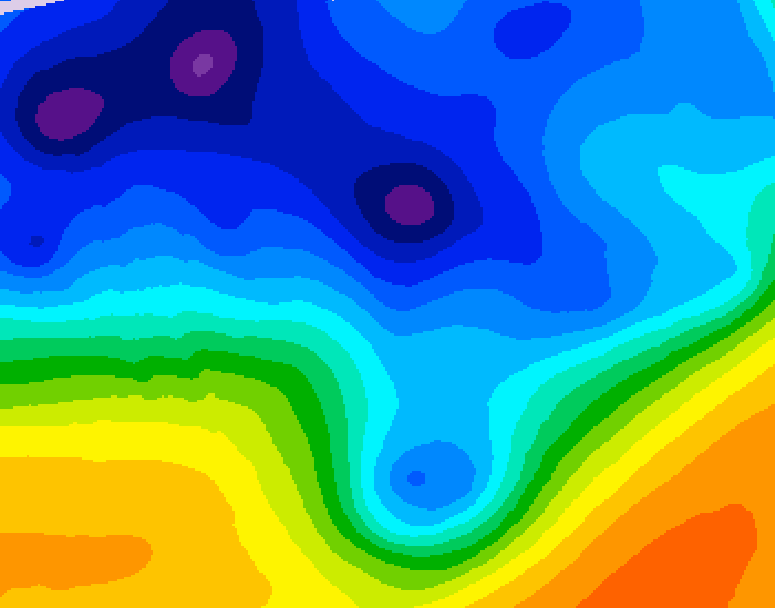 GDPS 500 millibar geopotential height 012 hour forecast chart for Canada based on 2026/01/10 1200Z data