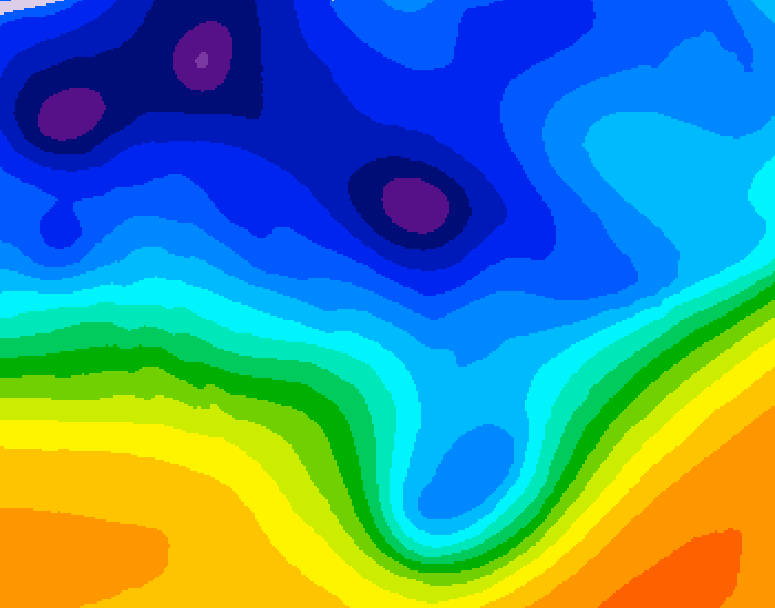 GDPS 500 millibar geopotential height 018 hour forecast chart for Canada based on 2026/01/10 1200Z data