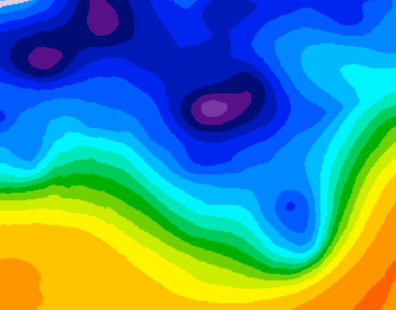 GDPS 500 millibar geopotential height 036 hour forecast chart for Canada based on 2026/01/10 1200Z data