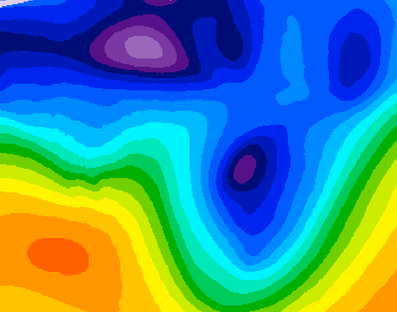 GDPS 500 millibar geopotential height 102 hour forecast chart for Canada based on 2026/01/10 1200Z data