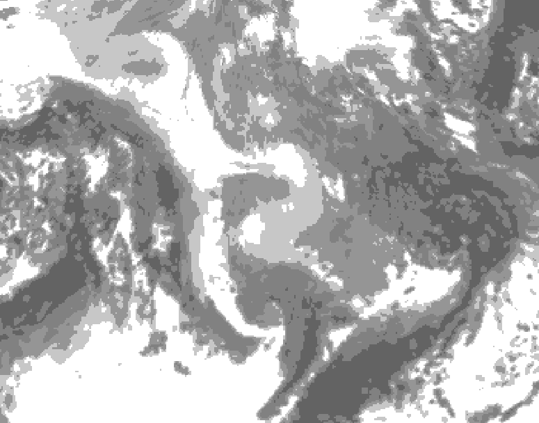 GDPS total cloud 012 hour forecast chart for Canada based on 2026/01/10 0000Z data