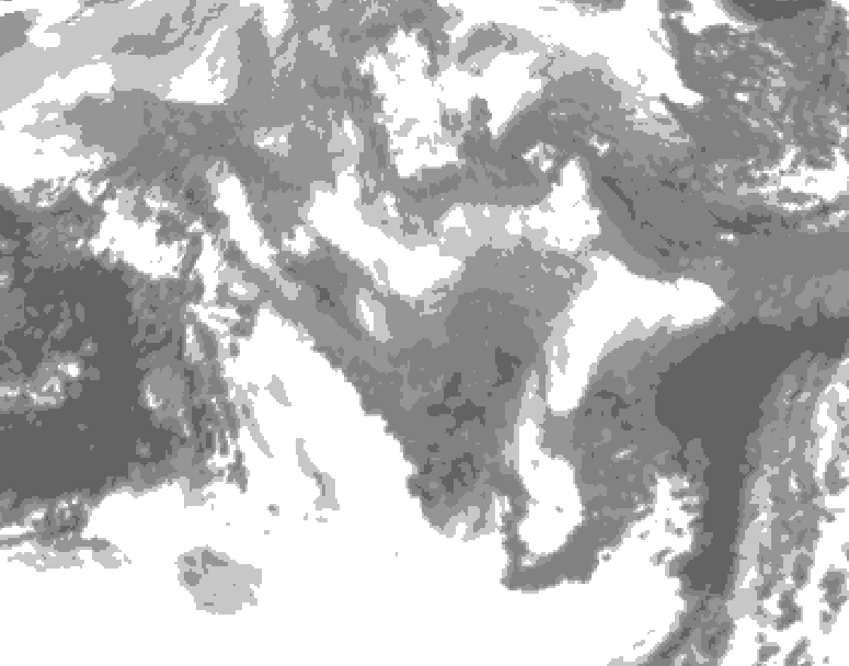 GDPS total cloud 048 hour forecast chart for Canada based on 2026/01/10 0000Z data