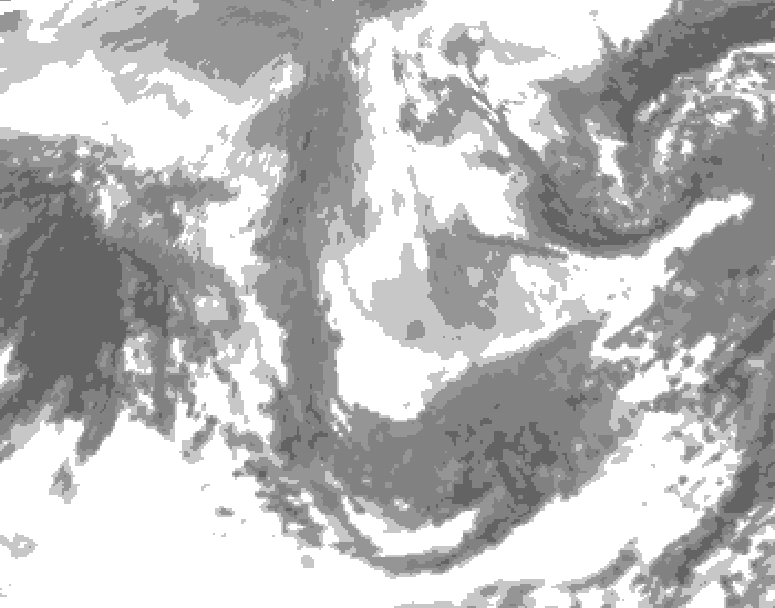 GDPS total cloud 096 hour forecast chart for Canada based on 2026/01/10 0000Z data