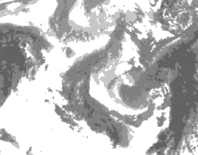 GDPS total cloud 144 hour forecast chart for Canada based on 2026/01/10 0000Z data