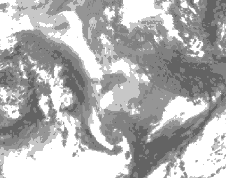 GDPS total cloud 006 hour forecast chart for Canada based on 2026/01/10 1200Z data
