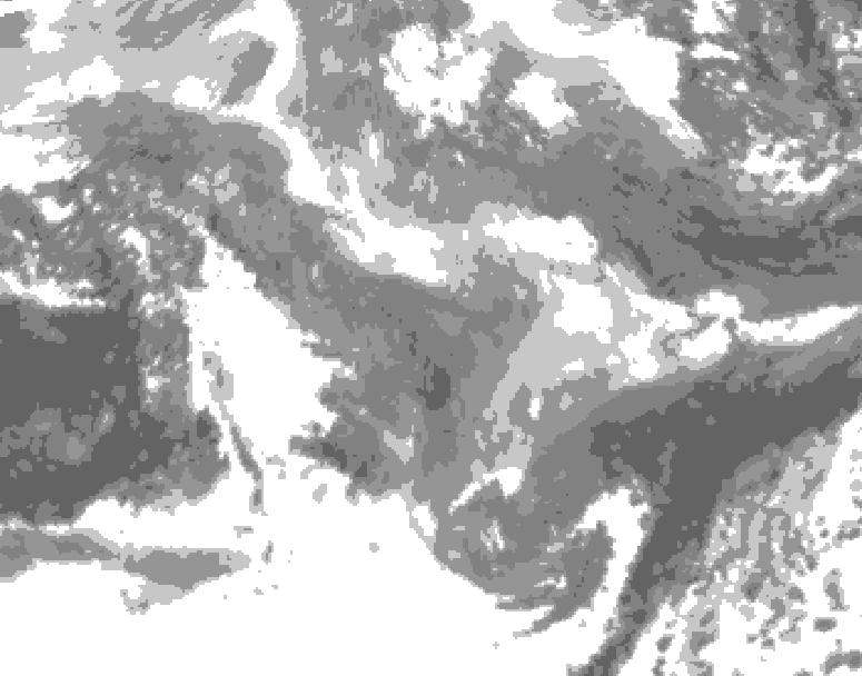 GDPS total cloud 024 hour forecast chart for Canada based on 2026/01/10 1200Z data